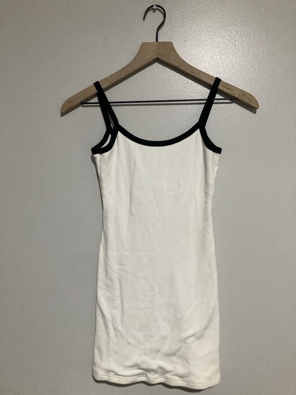 Sky To Moon Dress Womens Small White And Black Tank Top Mini Dress Scoop Back